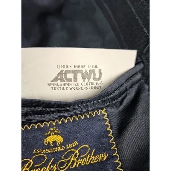 Brooks Brothers Suit Jacket 46 R Blue Wool Striped Brooksease Makers Luxury USA